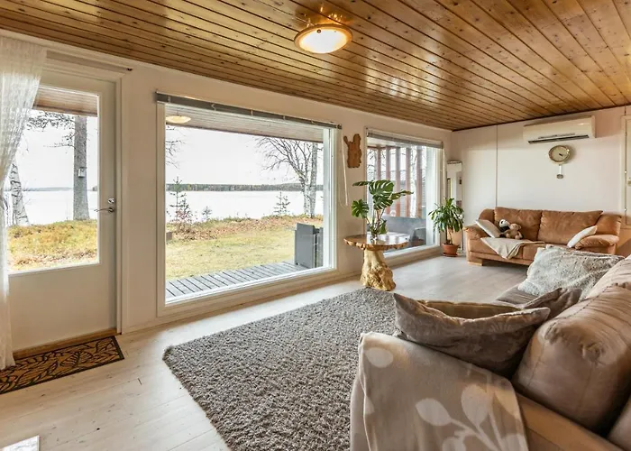 公寓 Lapland Sunrise With Lakefront Sauna 罗瓦涅米